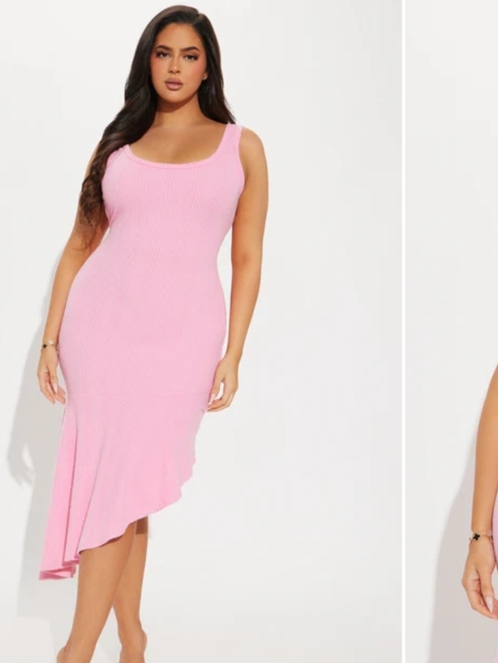 Fashion Nova Pink Sleeveless Asymmetric Midi Dress